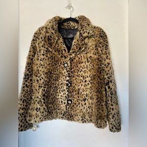 Faux Fur Leopard Print Coat